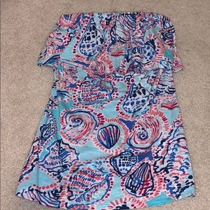 lily pulitzer flowy strapless top